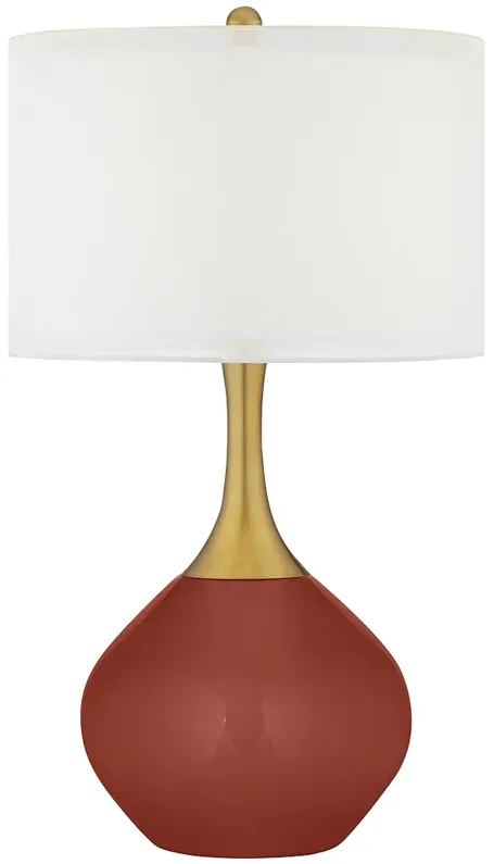 Madeira Red Nickki Brass Modern Table Lamp