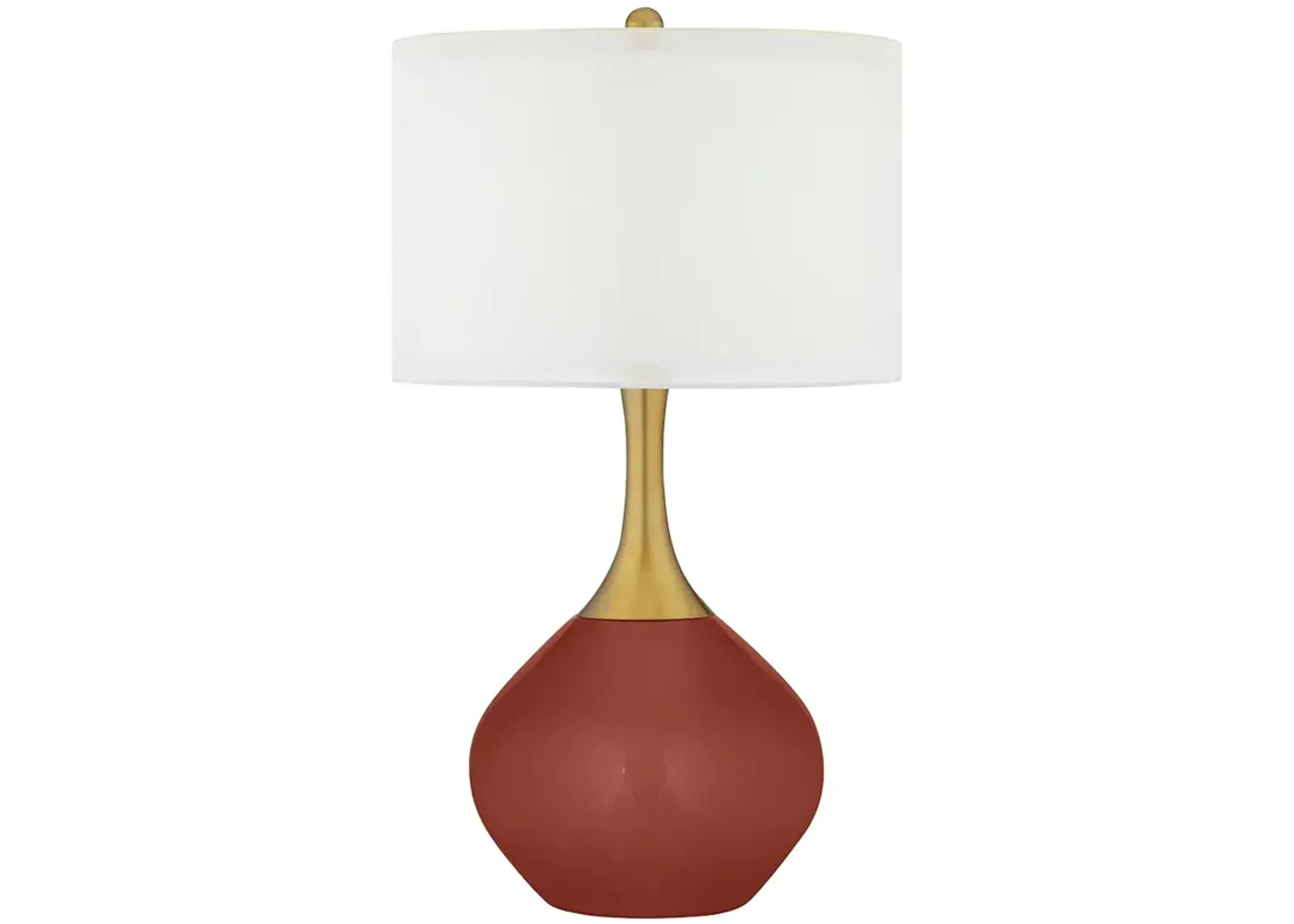 Color Plus Nickki Brass 30 1/2" Modern Madeira Red Table Lamp