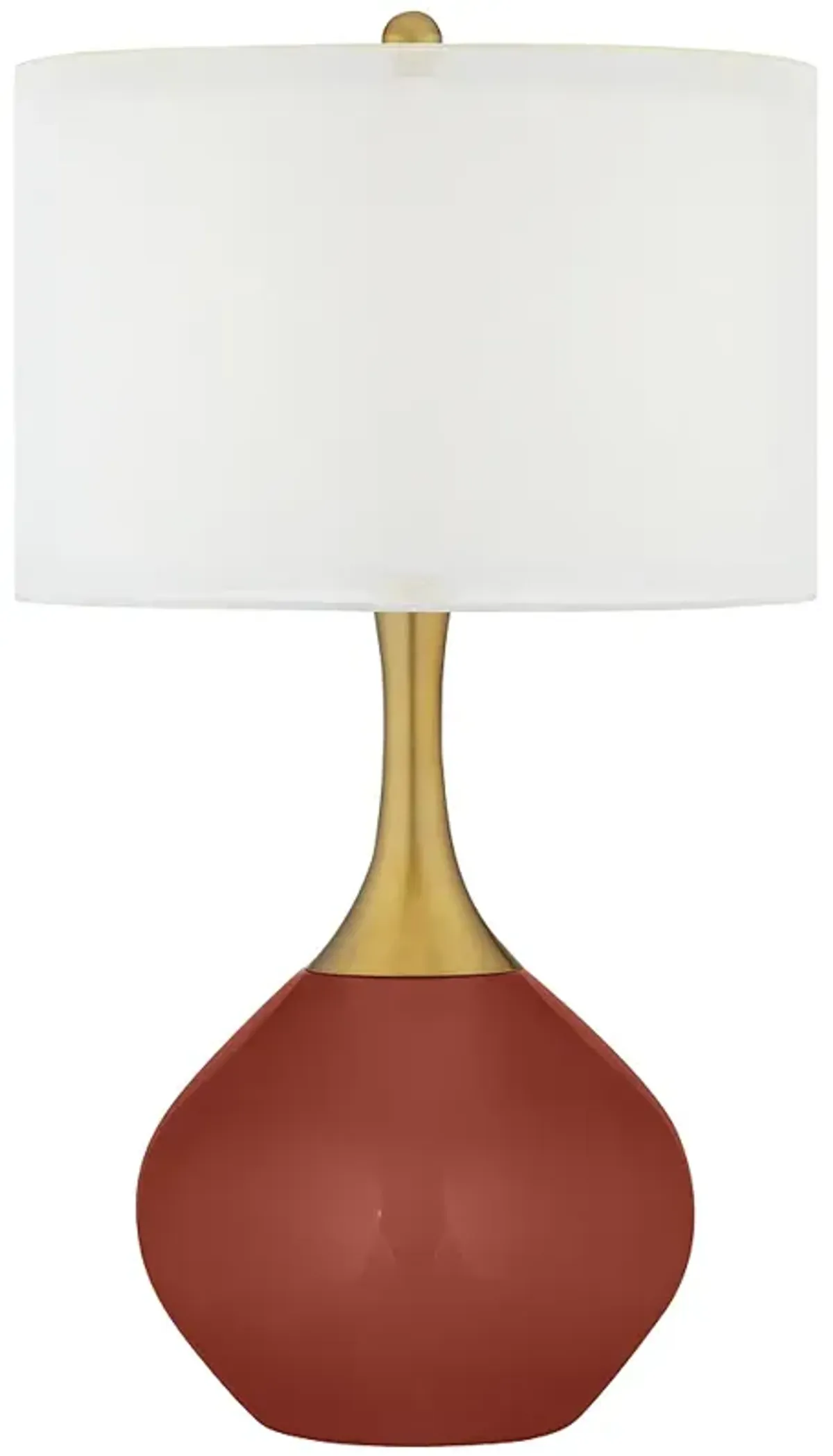 Color Plus Nickki Brass 30 1/2" Modern Madeira Red Table Lamp