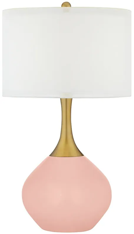 Rose Pink Nickki Brass Modern Table Lamp