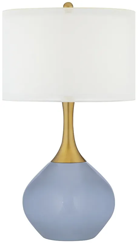 Color Plus Nickki Brass 30 1/2" High Blue Sky Modern Table Lamp