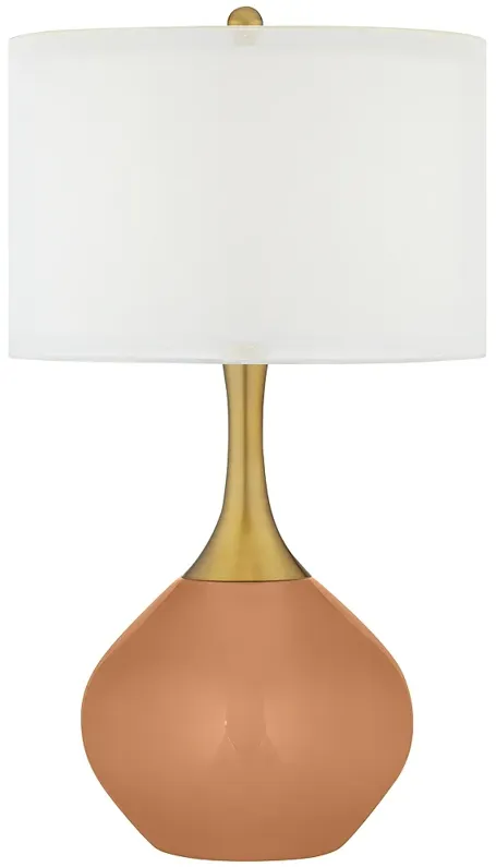 Burnt Almond Nickki Brass Modern Table Lamp