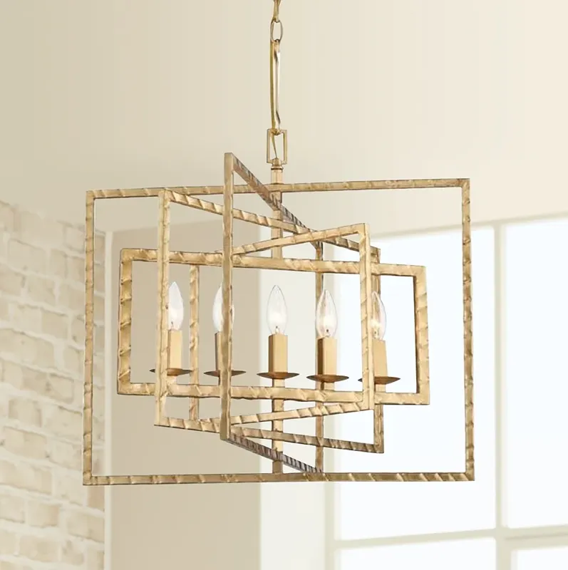 Crystorama Capri 24" Wide Antique Gold 5-Light Chandelier