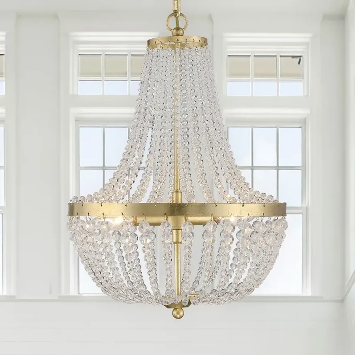 Crystorama Rylee 14" Wide Antique Gold and Glass Chandelier