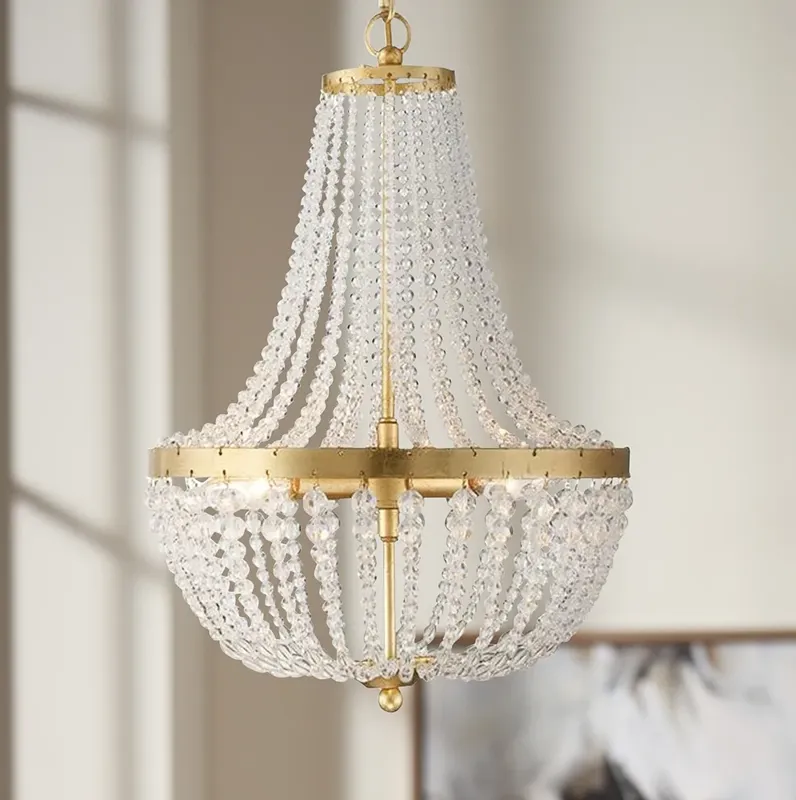 Crystorama Rylee 14" Wide Antique Gold and Glass Chandelier