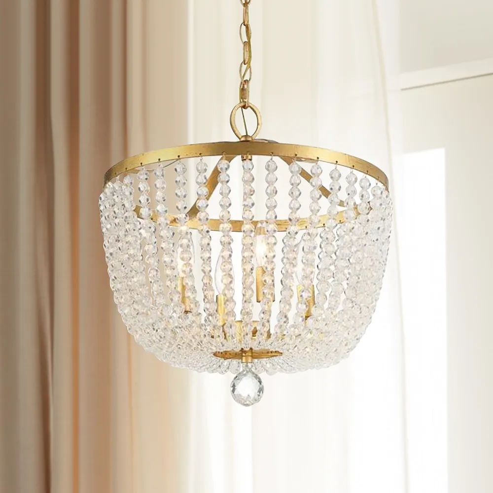 Crystorama Rylee 16 1/2" Wide Antique Gold and Glass Chandelier