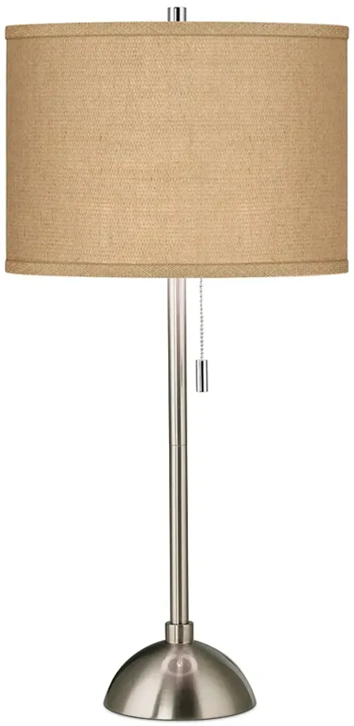 Possini Euro 28" Woven Burlap Shade Brushed Nickel Modern Table Lamp