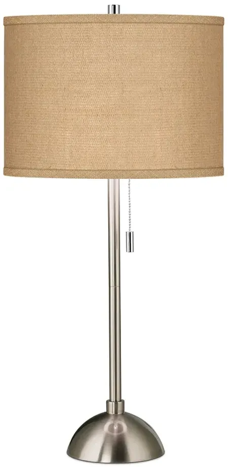 Possini Euro 28" Woven Burlap Shade Brushed Nickel Modern Table Lamp