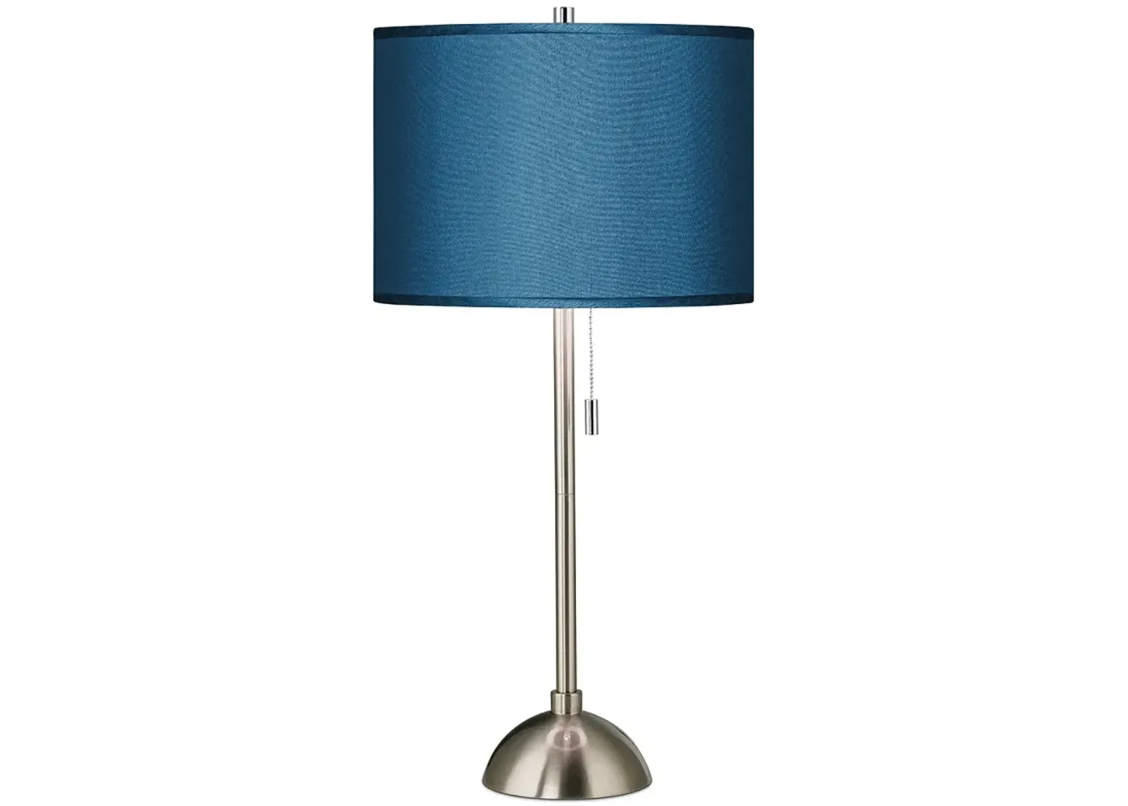 Possini Euro 28" Blue Faux Silk Brushed Nickel Modern Table Lamp