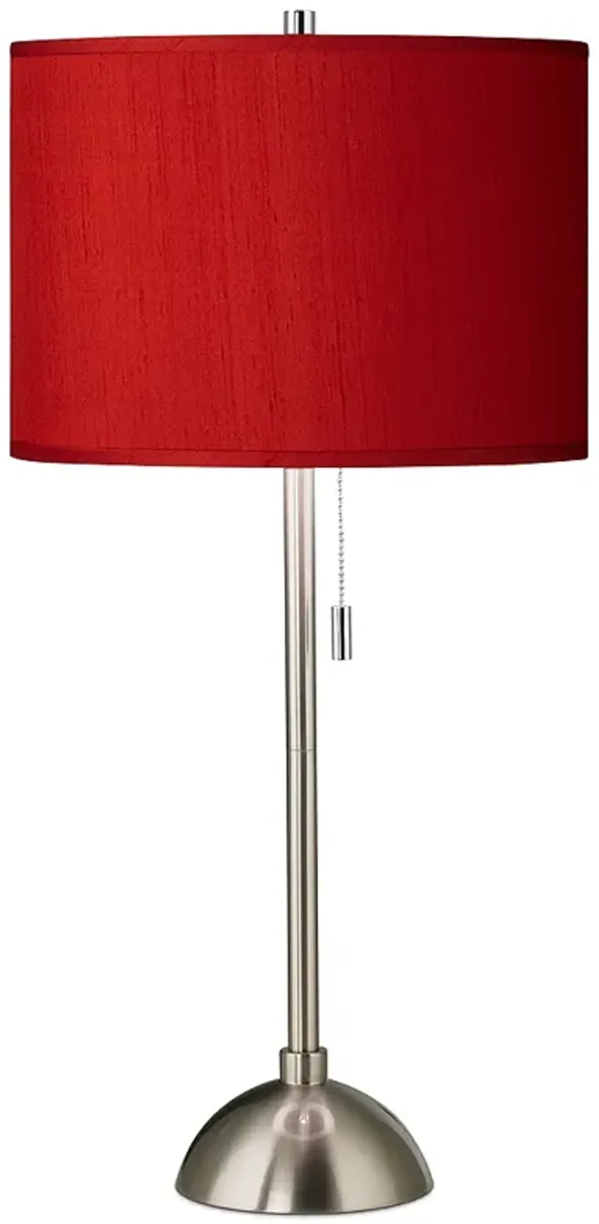 Possini Euro 28" Red Faux Silk and Brushed Nickel Modern Table Lamp