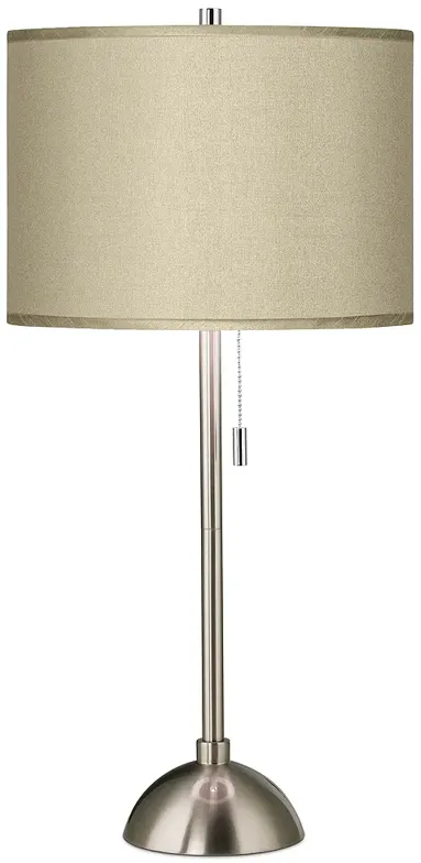 Possini Euro 28" Taupe Faux Silk and Brushed Nickel Modern Table Lamp