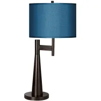 Possini Euro Novo 30 3/4" Blue Faux Silk Industrial Modern Table Lamp