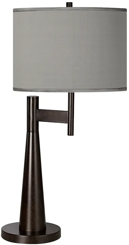 Possini Euro Novo 30 3/4" Faux Silk Gray Industrial Modern Table Lamp