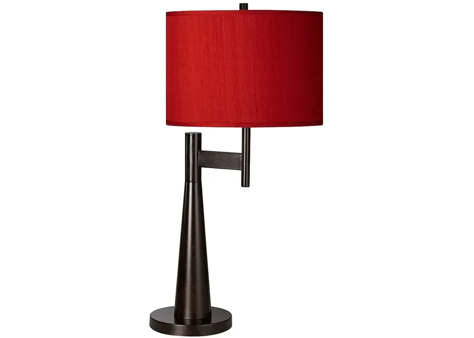 Possini Euro Novo 30 3/4" Faux Silk Red Industrial Modern Table Lamp