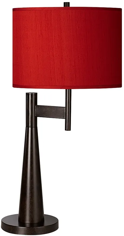 Possini Euro Novo 30 3/4" Faux Silk Red Industrial Modern Table Lamp