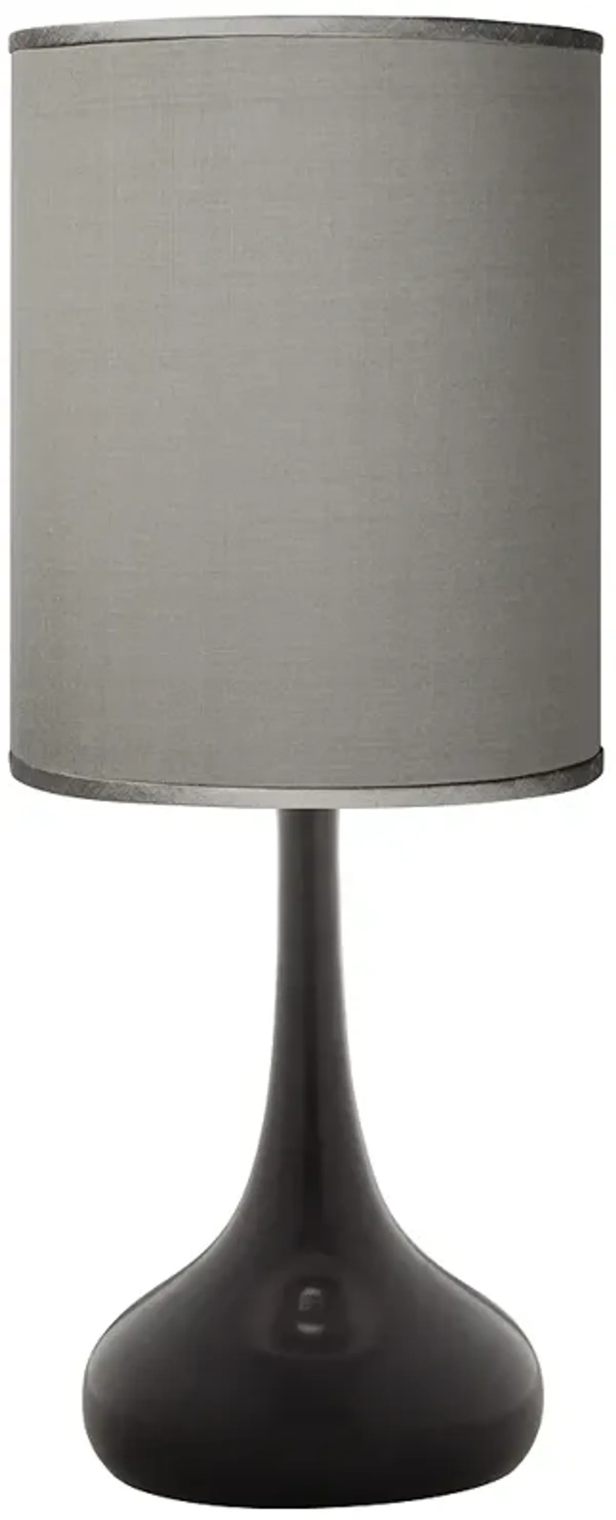 Possini Euro Black Finish Droplet Table Lamp with Gray Faux Silk Shade