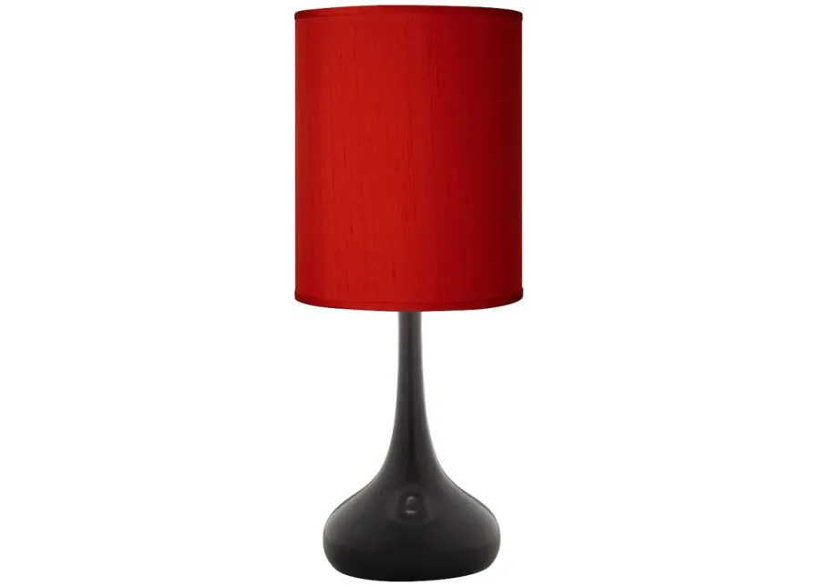 Possini Euro Droplet 23 1/2" Red Faux Silk Shade Black Table Lamp