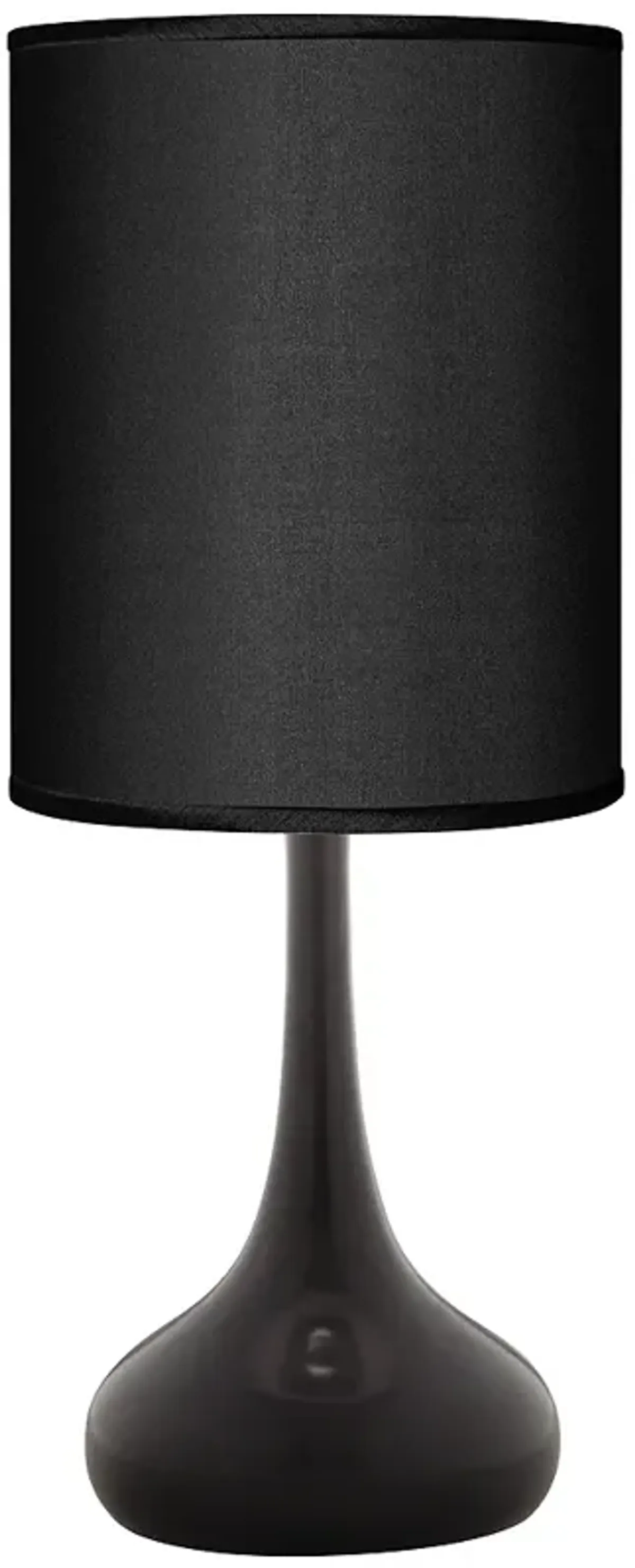 Black Finish Modern Droplet Table Lamp with Black Faux Silk Shade