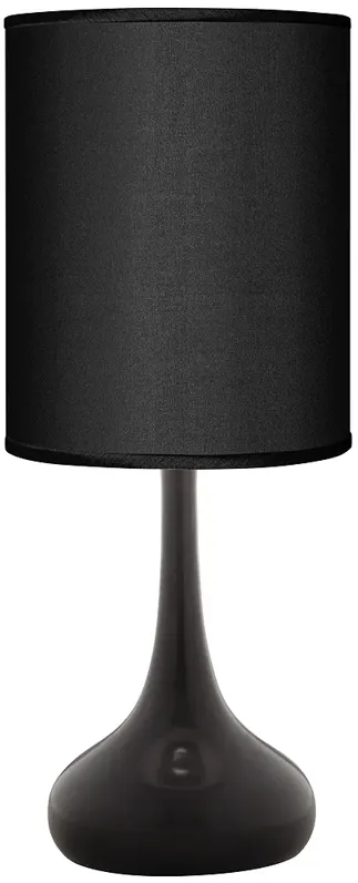 Black Finish Modern Droplet Table Lamp with Black Faux Silk Shade