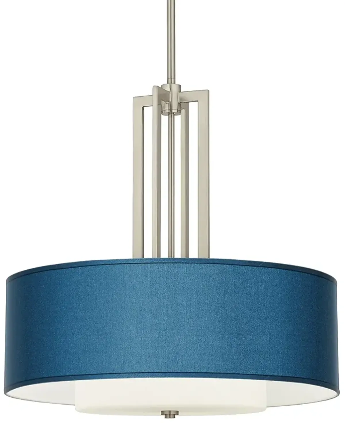 Giclee Glow Carey 24" Modern Blue Silk Double Drum Shade Chandelier