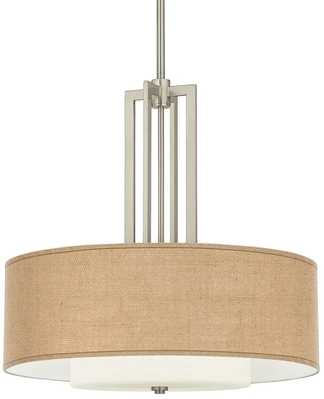 Carey 24" Burlap Double Drum Shade Chandelier