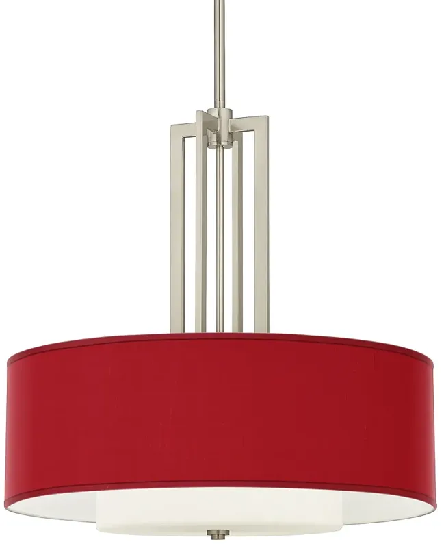 Carey 24" Silk Red Double Drum Shade Chandelier