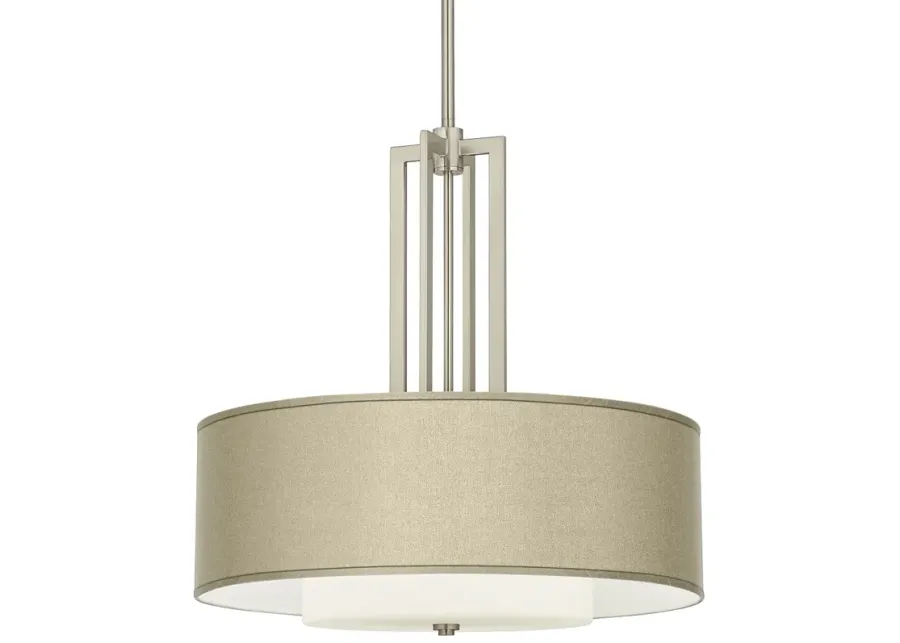 Carey 24" Wide Silk Taupe Double Drum Shade Chandelier