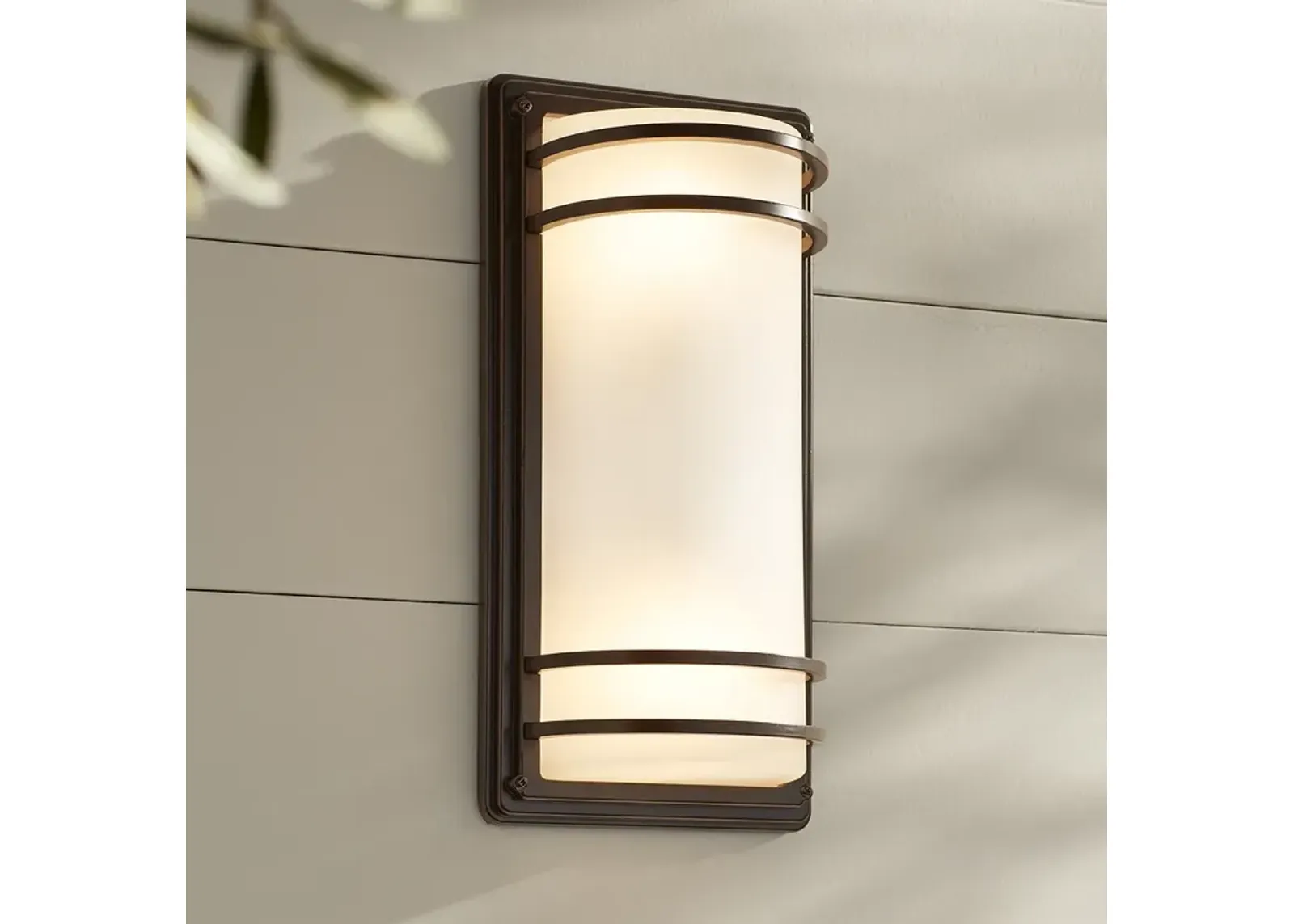 Habitat 16" High Bronze and Opal Glass Outdoor Wall Light