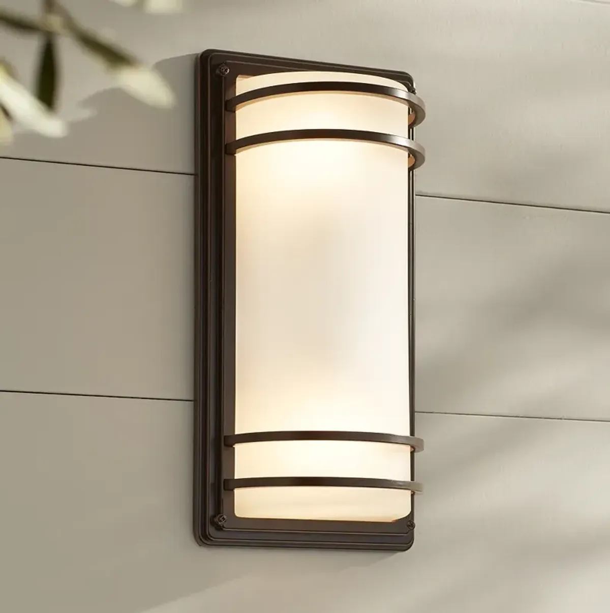 Habitat 16" High Bronze and Opal Glass Outdoor Wall Light