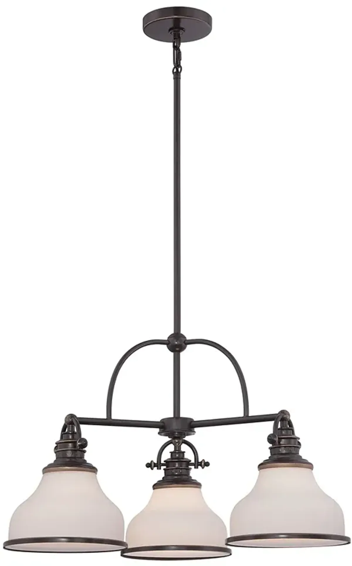 Quoizel Grant 24" Wide 3-Light Bronze White Dome Glass Chandelier