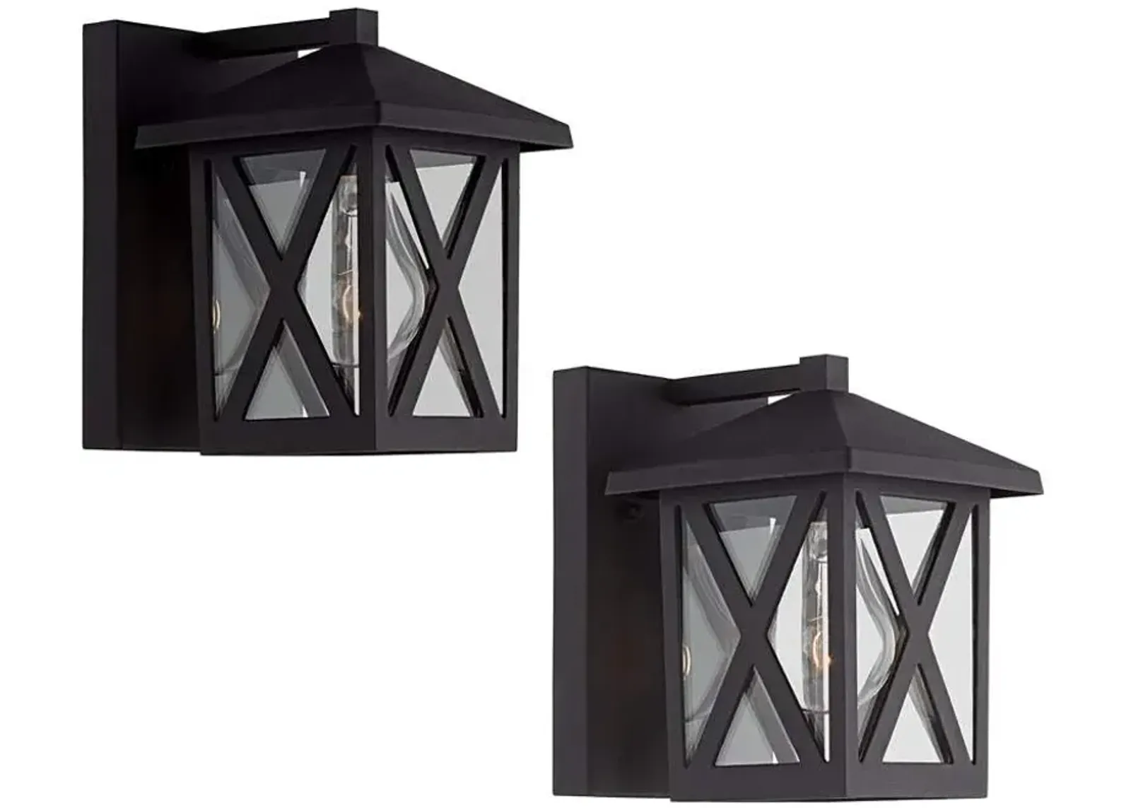 Elkins 7 1/2" High Black Outdoor Wall Lights Set of 2