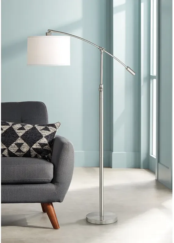 Quoizel Clift 65" Modern Brushed Nickel Adjustable Arc Floor Lamp