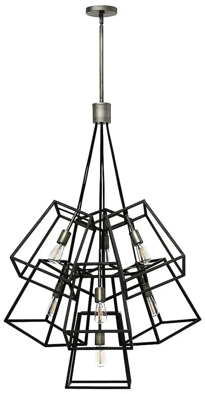 Foyer Fulton-Seven Light Multi Tier-Aged Zinc