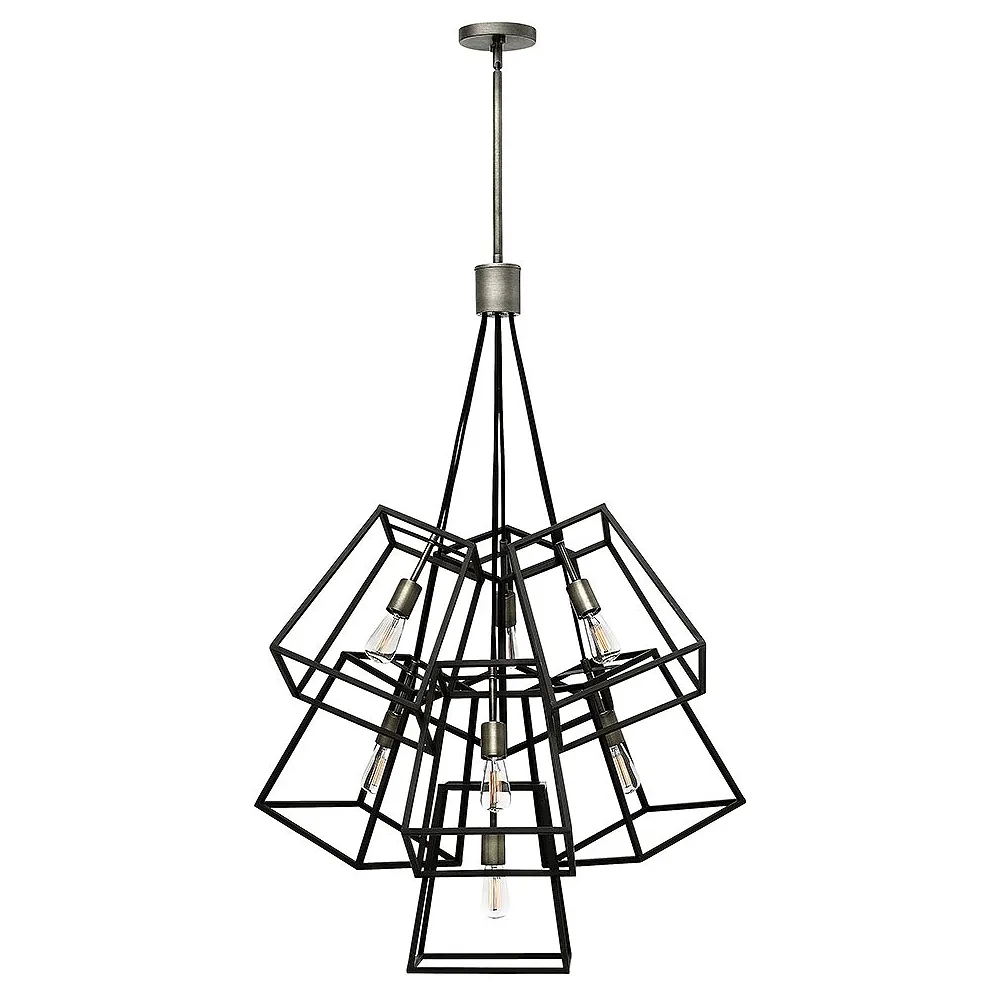 Foyer Fulton-Seven Light Multi Tier-Aged Zinc