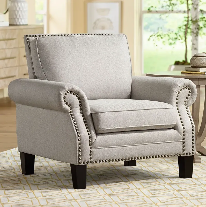 Clyde Park Oslo Linen Nailhead Trim Armchair