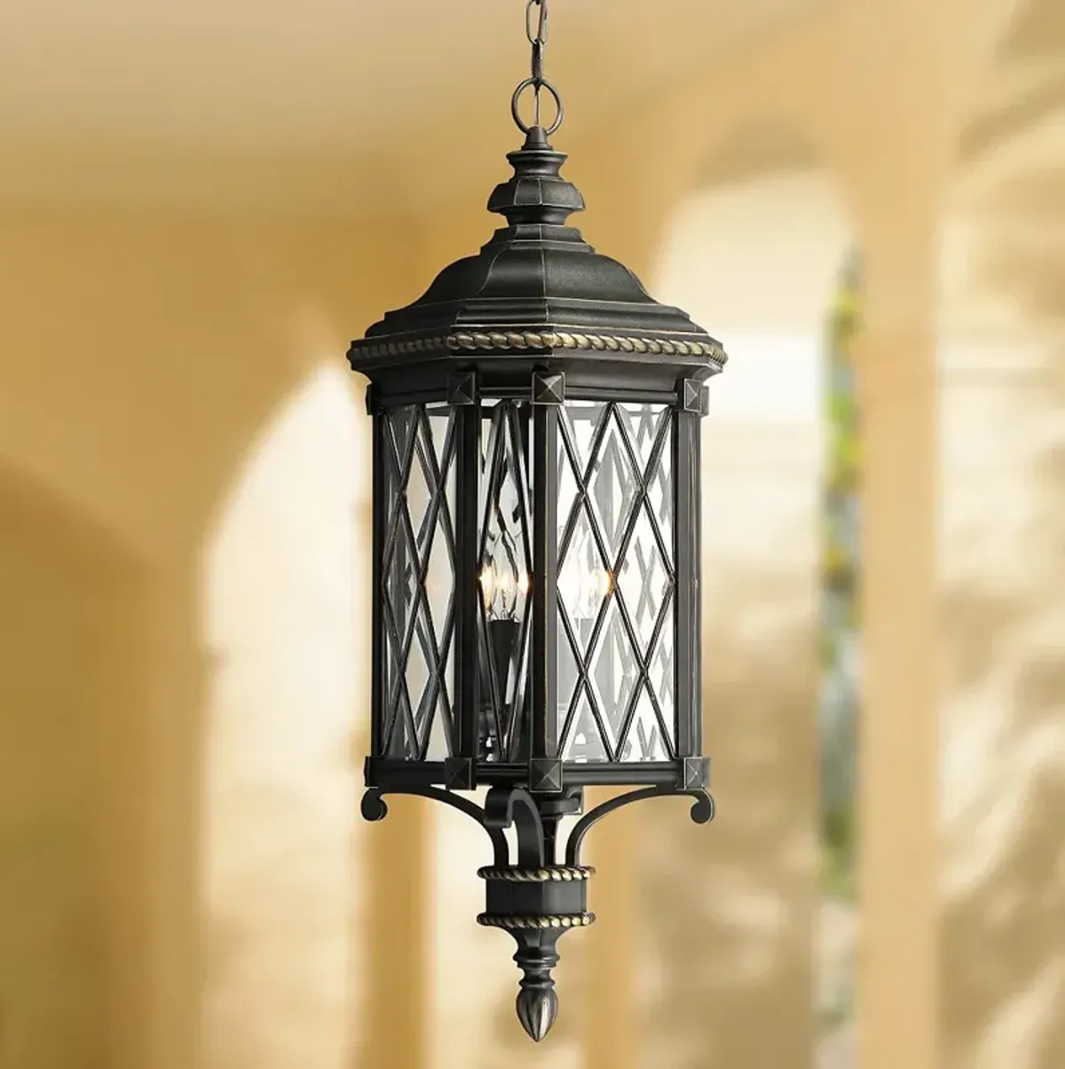Minka Bexley Manor 31 3/4" High Diamond Black Outdoor Hanging Light