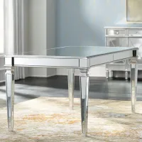 Veronica 71" Wide Silver and Mirror Dining Table