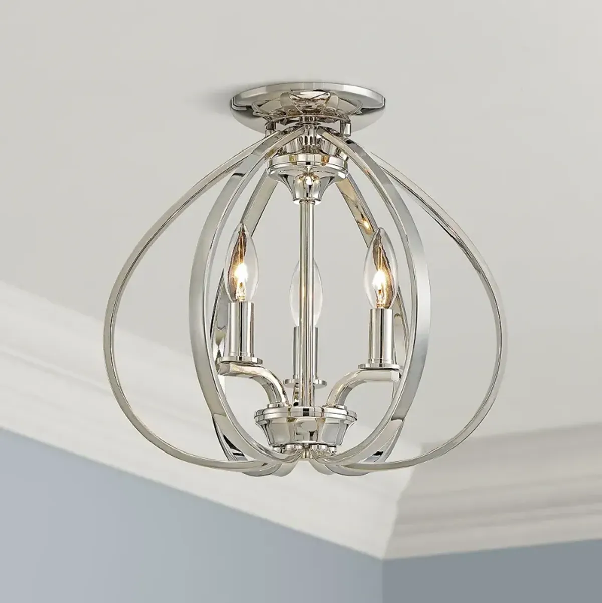Minka Tilbury 14" Wide 3-Light Polished Nickel Ceiling Light