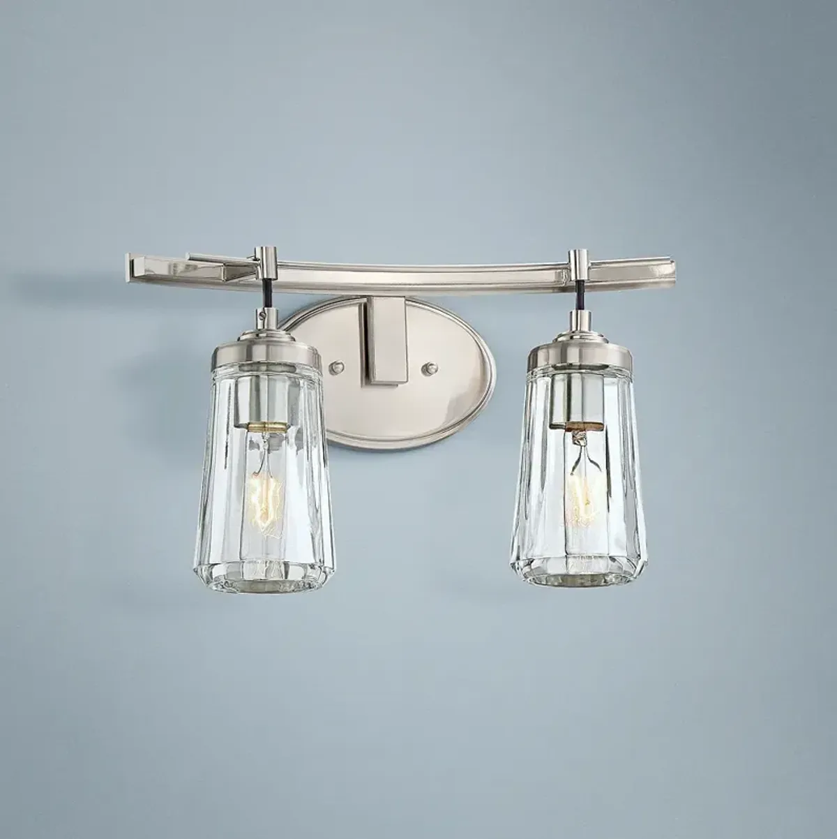Minka Poleis 16" Wide Brushed Nickel 2-Light Bath Light