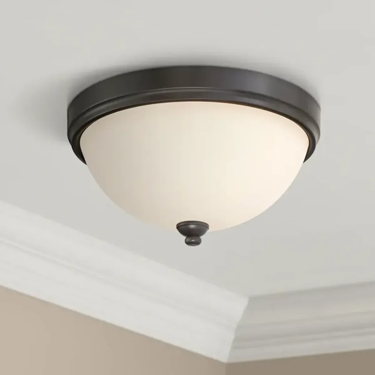 Shadow Glen 15" Wide Round Castle Bronze Ceiling Light