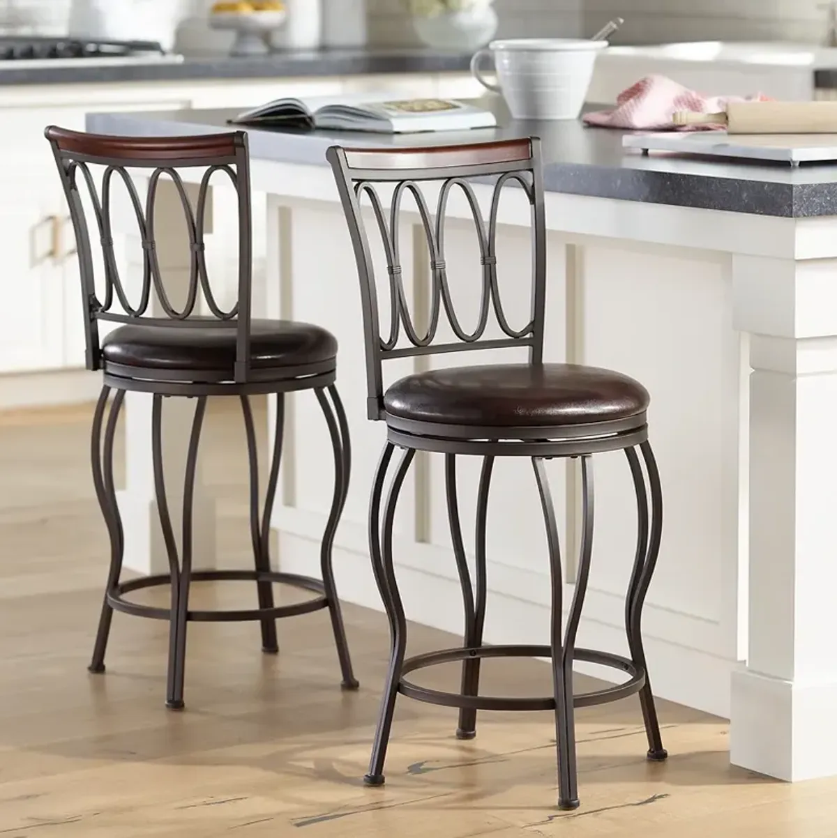 Cyrus Bronze 24" Swivel Counter Stools Set of 2