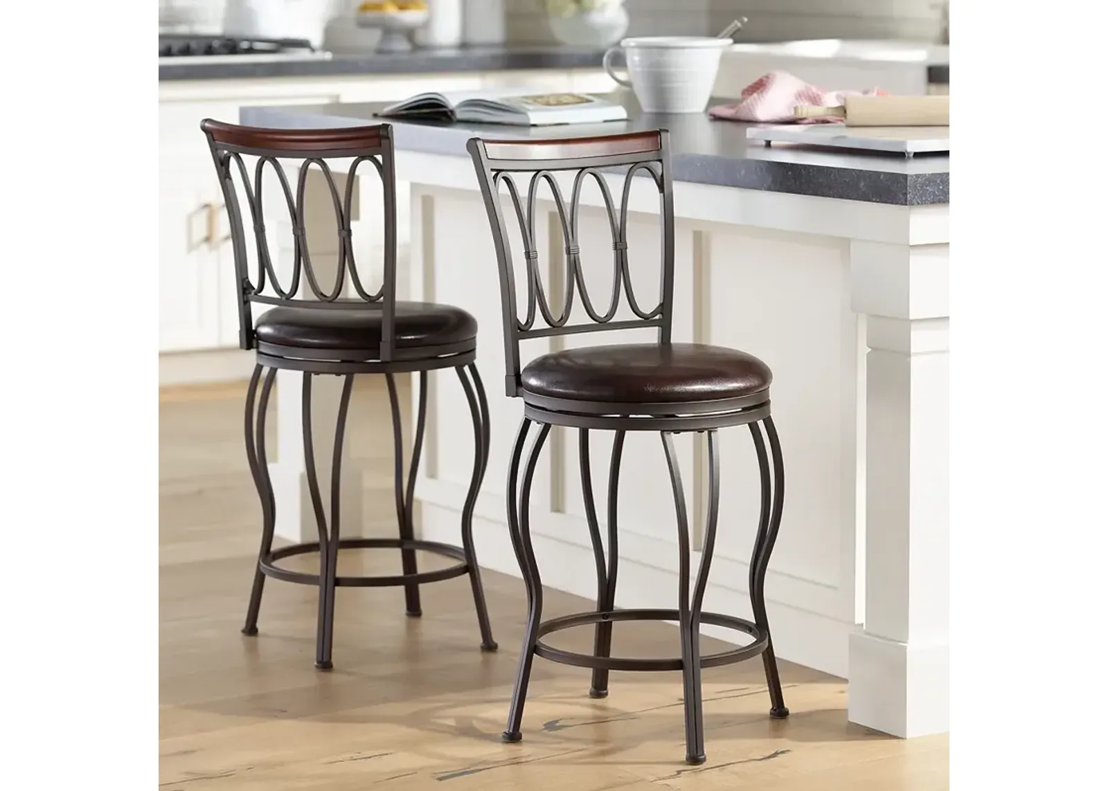 Cyrus Bronze 24" Swivel Counter Stools Set of 2