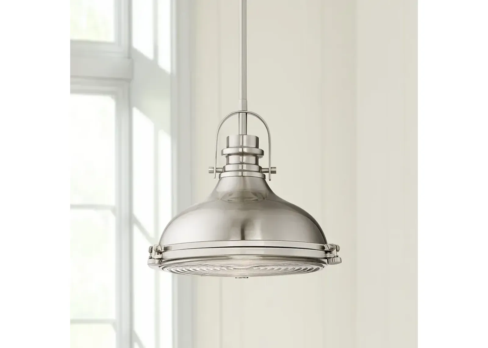 Possini Euro Verndale 11 1/2" Brushed Nickel Industrial Mini Pendant