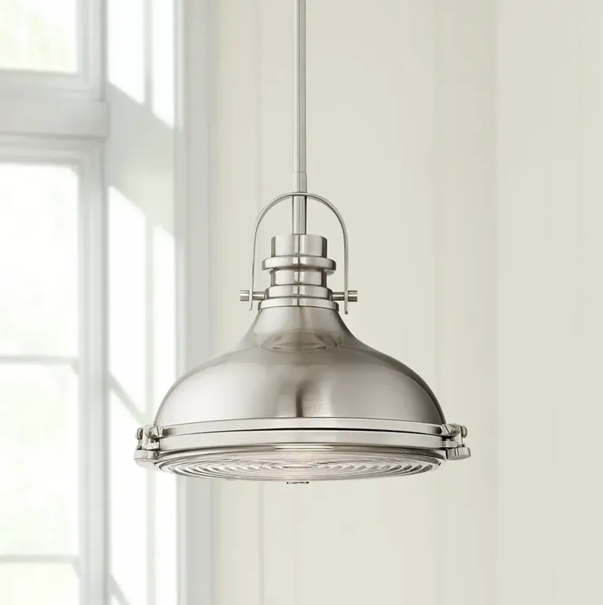 Possini Euro Verndale 11 1/2" Brushed Nickel Industrial Mini Pendant