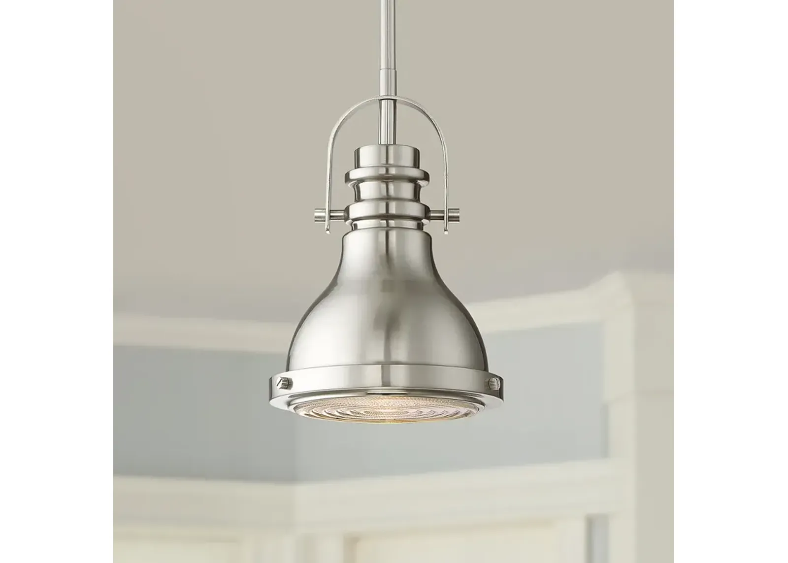 Possini Euro Verndale 6 1/2" Brushed Nickel Industrial Mini Pendant