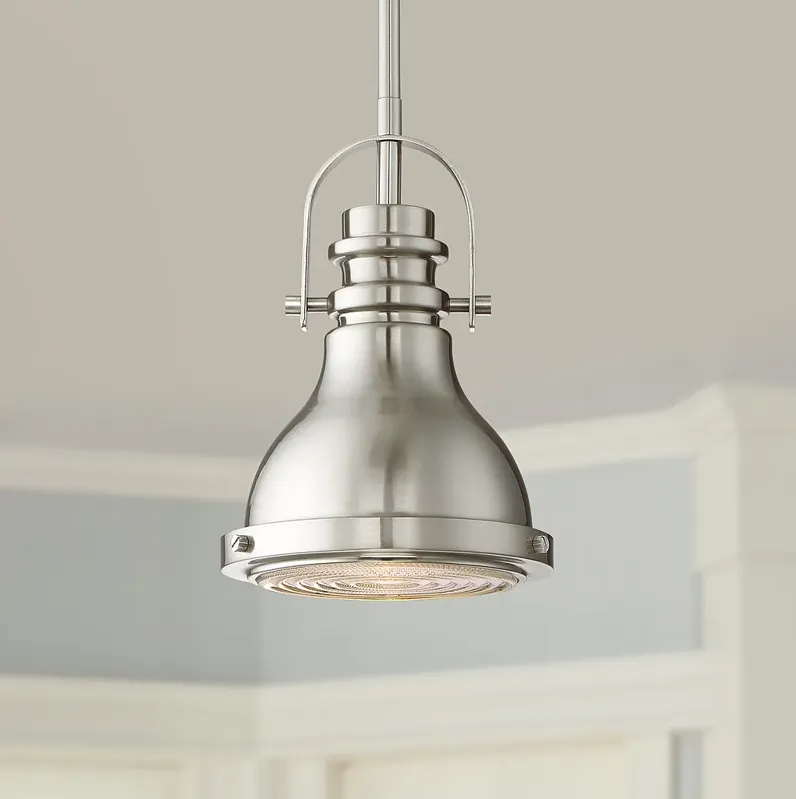 Possini Euro Verndale 6 1/2" Brushed Nickel Industrial Mini Pendant