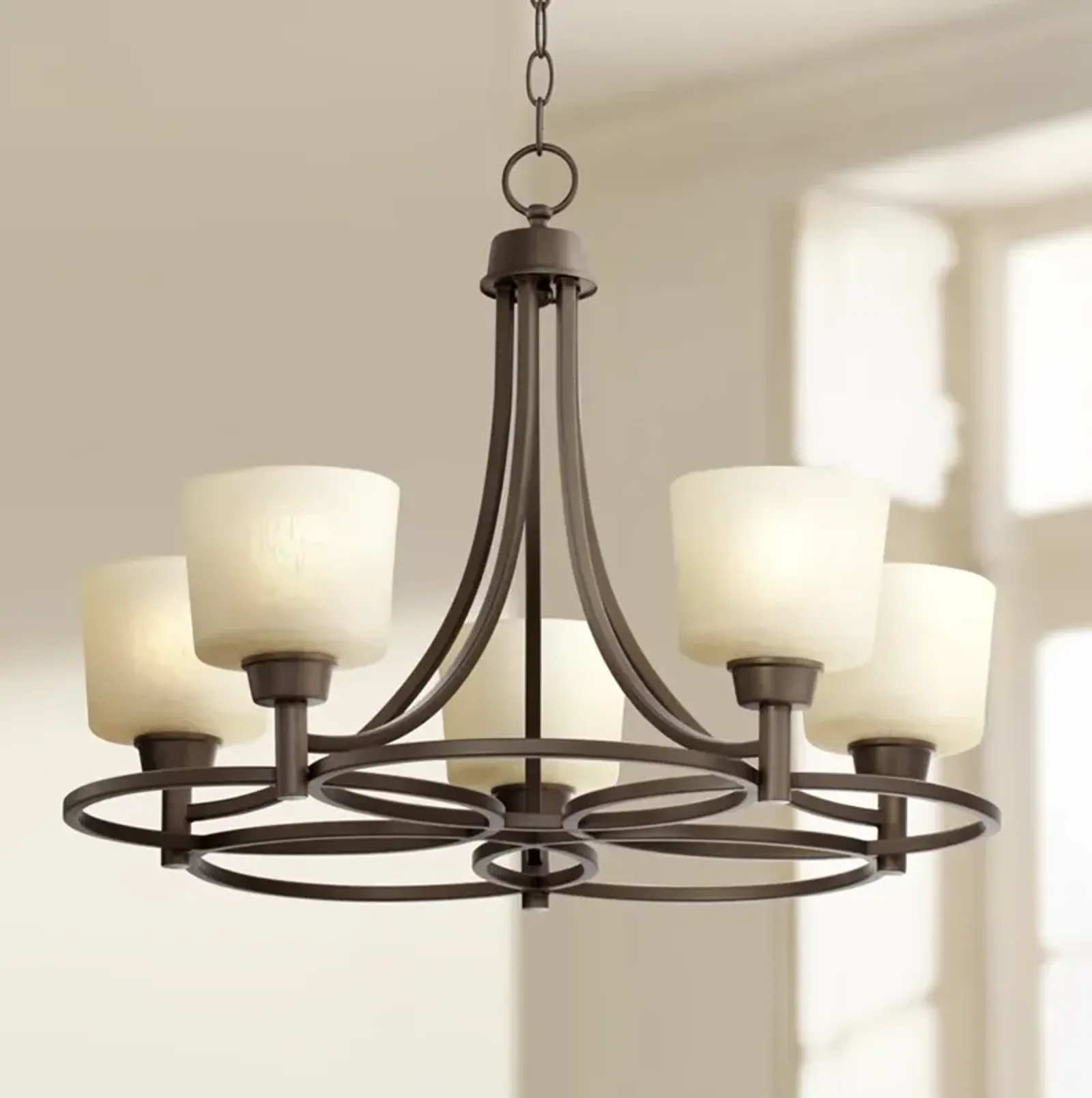 Regency Hill Whitfield 23" Wide Oil-Rubbed Bronze 5-Light Chandelier