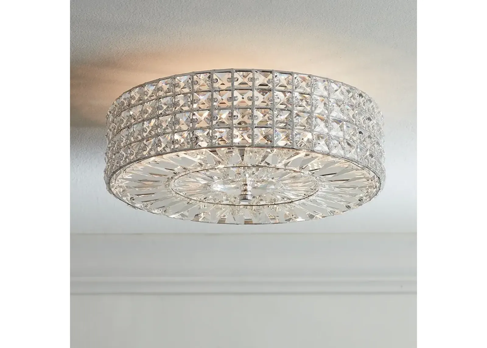 Possini Euro Avera 15 1/2" Wide Chrome Crystal Ceiling Light