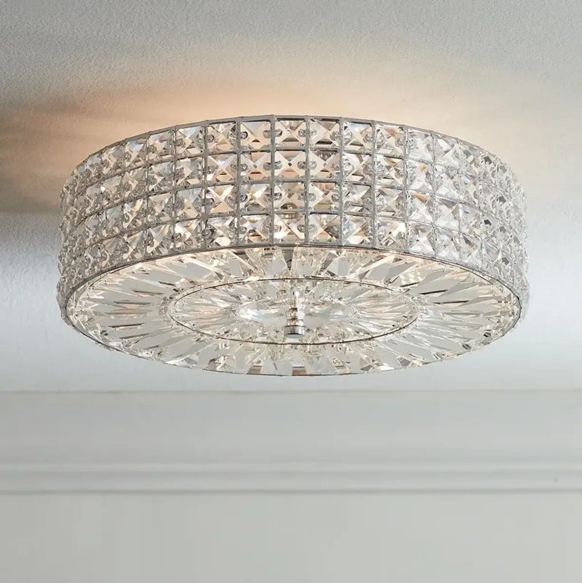 Possini Euro Avera 15 1/2" Wide Chrome Crystal Ceiling Light