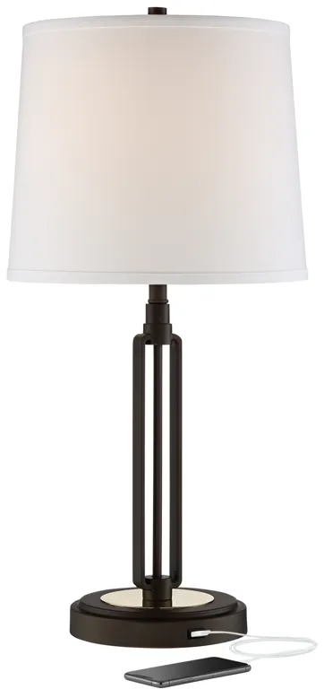 Franklin Iron Works Javier 24 1/2" Bronze Table Lamp with USB Port